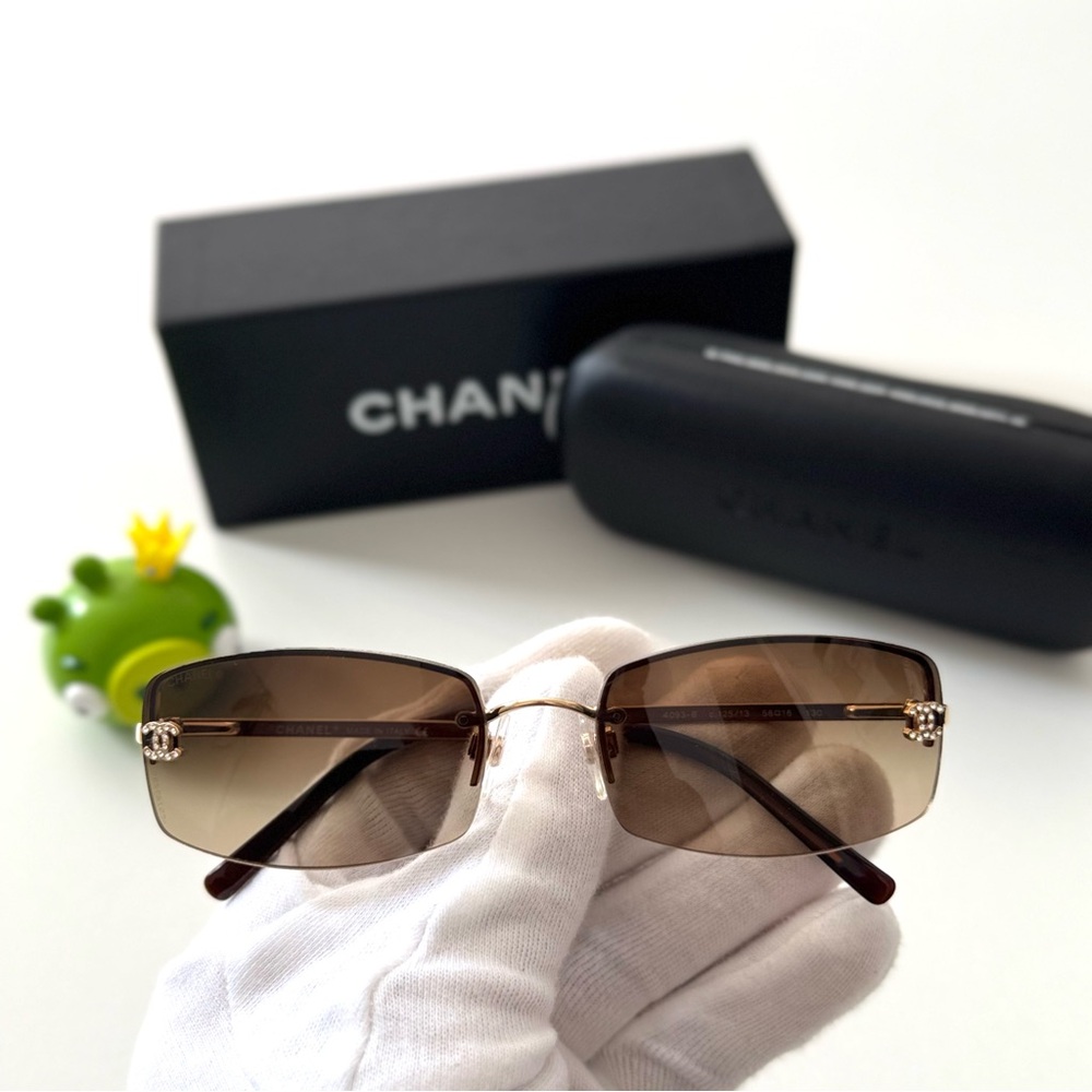 Chanel Rhinestone Logo Sunglasses